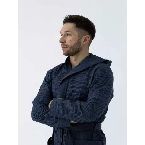 Халат вафельный с капюшоном Sofi de Marko “Гамлет” (синий)