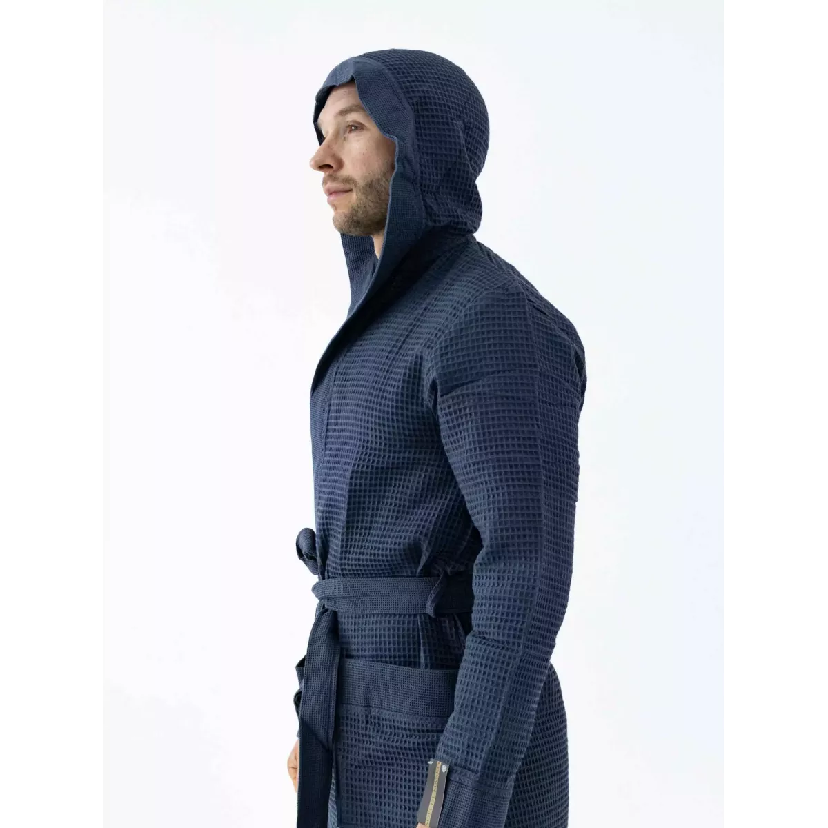 Халат вафельный с капюшоном Sofi de Marko “Гамлет” (синий)