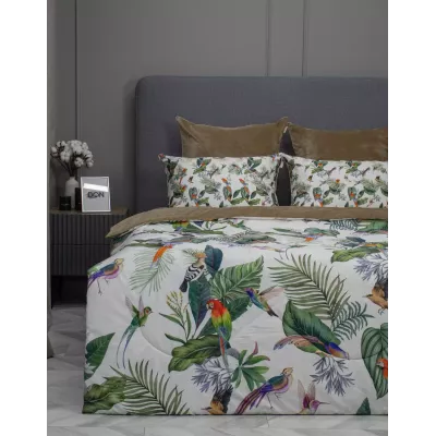 Комплект с одеялом KAZANOV.A “Колибри Каллиопа” бежевый жемчуг (египетский хлопок-велюр), евро