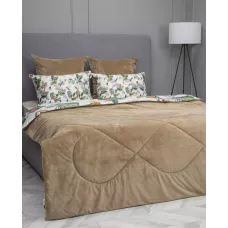 Комплект с одеялом KAZANOV.A “Колибри Каллиопа” бежевый жемчуг (египетский хлопок-велюр), евро