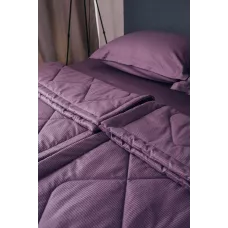 Комплект с одеялом DonCotton "Stripe Sateen Mini" (черничный), семейный