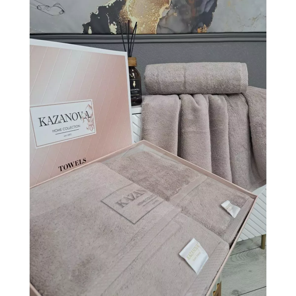 Комплект полотенец Kazanov.a “Lavinia” (пыльная роза), 50х90 и 70х140