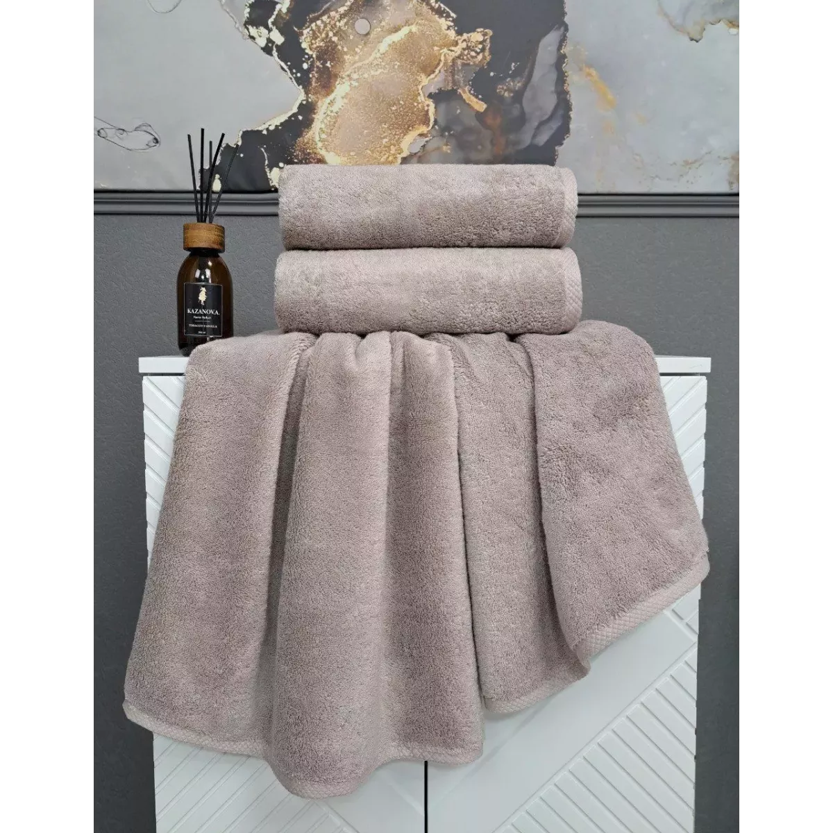 Комплект полотенец Kazanov.a “Lavinia” (пыльная роза), 50х90 и 70х140