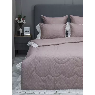 Комплект с одеялом KAZANOV.A Corsica Village "Писели" пыльная роза/жемчуг (премиум хлопок), евро