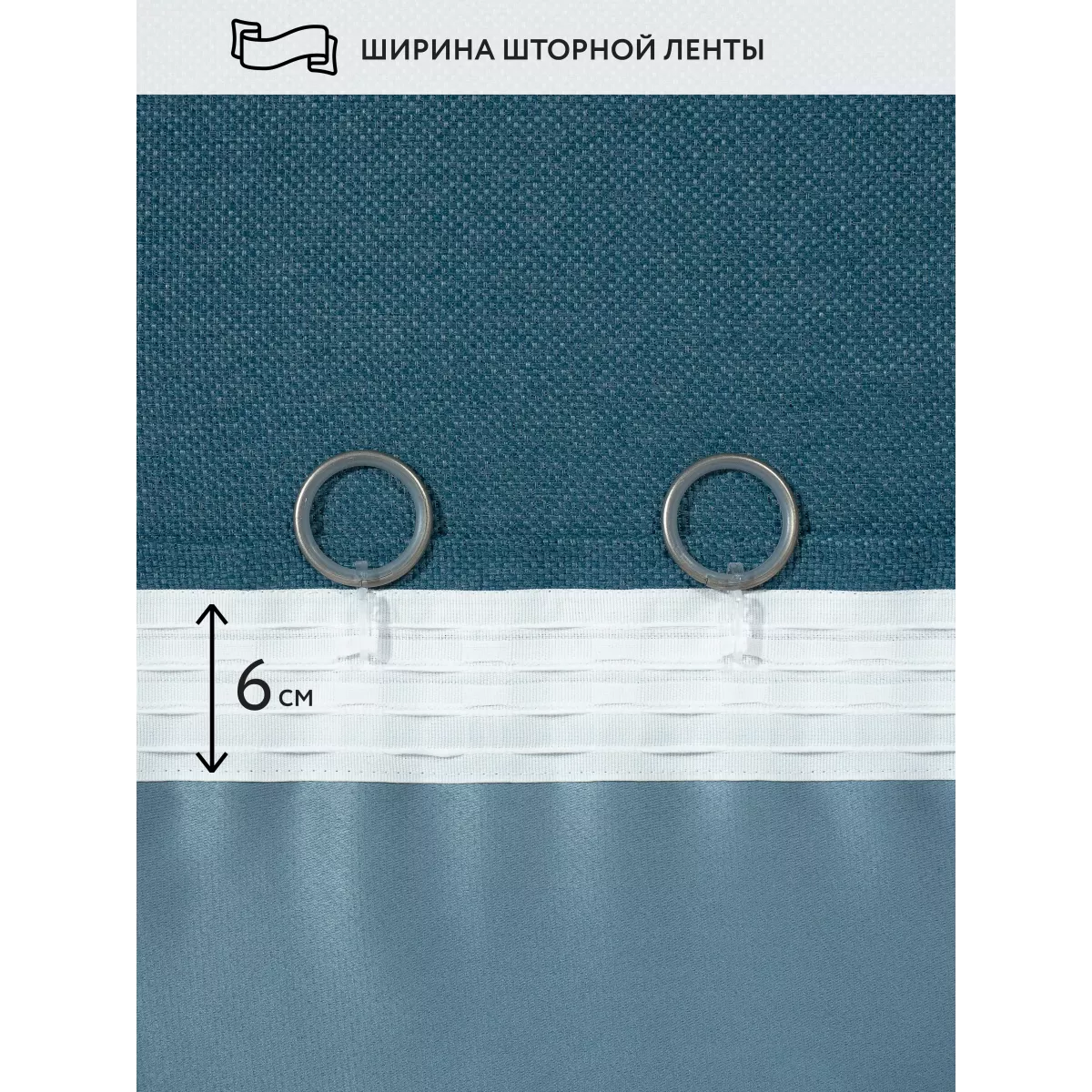 Шторы интерьерные на шторной ленте с подхватами DonCotton "Рогожка" бирюза