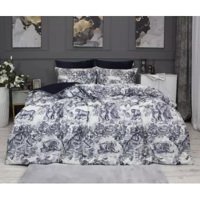 Комплект с одеялом KAZANOV.A “Нала” индиго жемчуг (египетский хлопок-велюр), 1.5 спальный