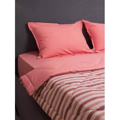 Комплект с одеялом DonCotton "Вареный хлопок" (полоса коралл), евро