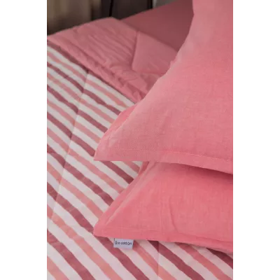 Комплект с одеялом DonCotton "Вареный хлопок" (полоса коралл), евро