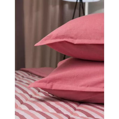 Комплект с одеялом DonCotton "Вареный хлопок" (полоса коралл), евро