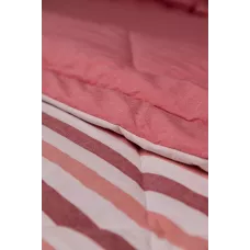 Комплект с одеялом DonCotton "Вареный хлопок" (полоса коралл), семейный