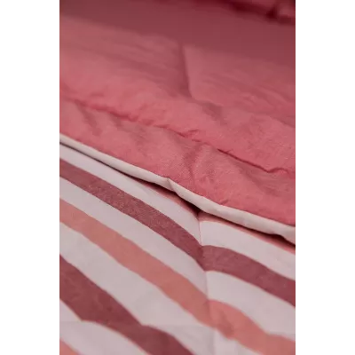 Комплект с одеялом DonCotton "Вареный хлопок" (полоса коралл), евро
