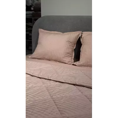 Комплект с одеялом DonCotton "Stripe Sateen" (пудра), евро