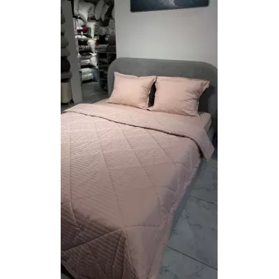 Комплект с одеялом DonCotton "Stripe Sateen" (пудра), евро