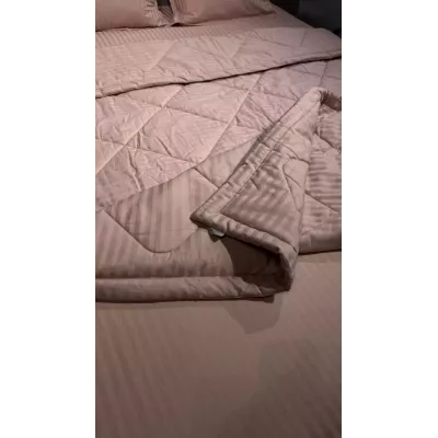 Комплект с одеялом DonCotton "Stripe Sateen" (пудра), евро