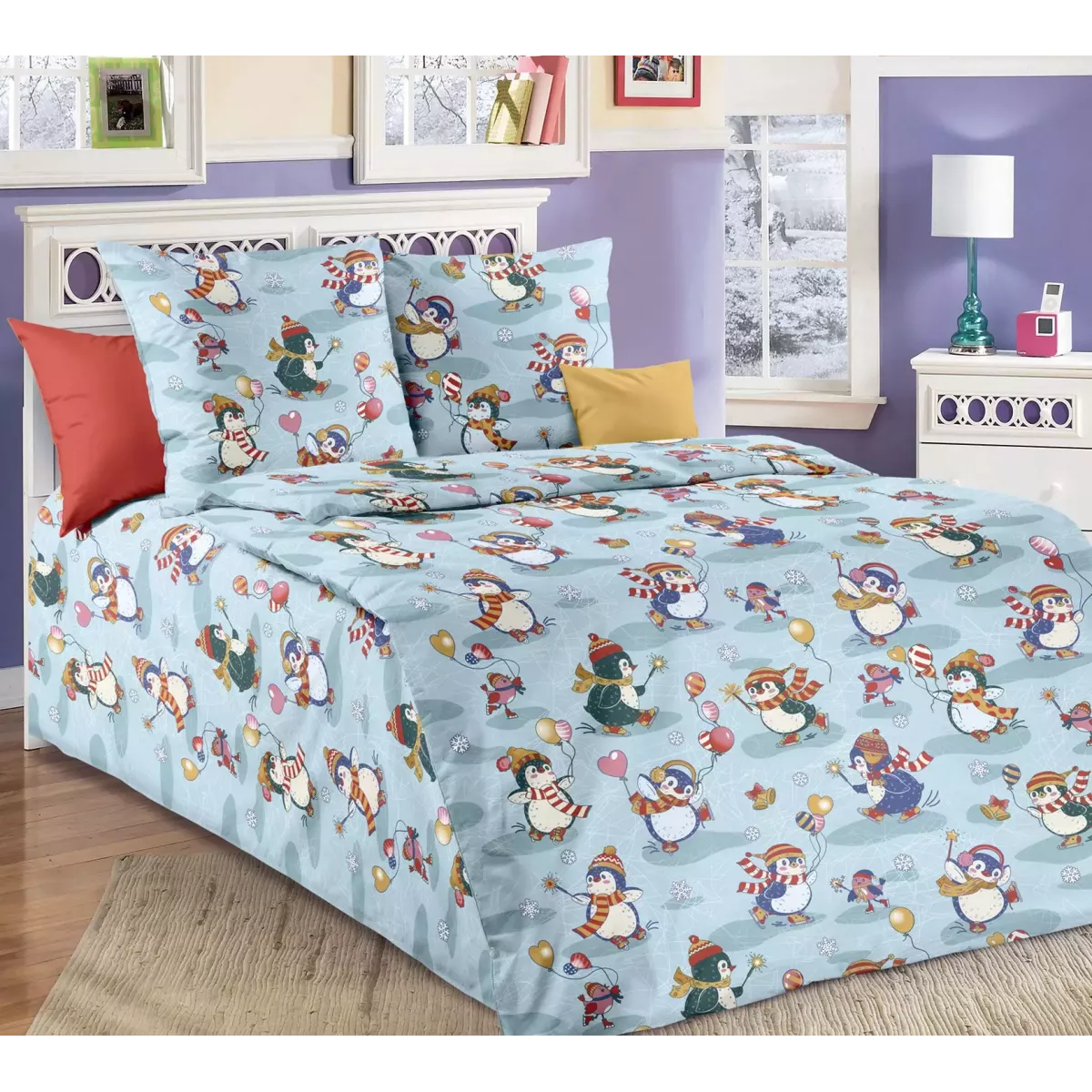 Комплект постельного белья Бамбино “Пингви” (перкаль), 1.5 спальный