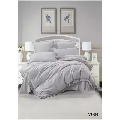 Комплект постельного белья Karteks "Вареный жаккард с рюшей" VJ-04, двухспальный