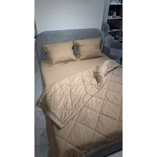 Комплект с одеялом DonCotton "Stripe Sateen" (кофейный), евро