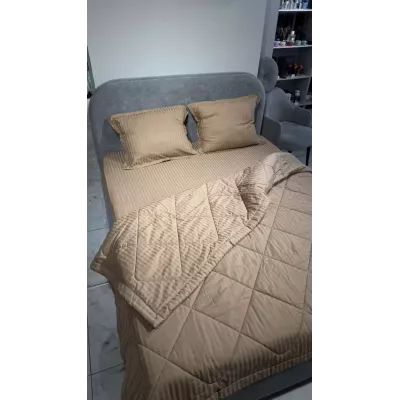 Комплект с одеялом DonCotton "Stripe Sateen" (кофейный), евро