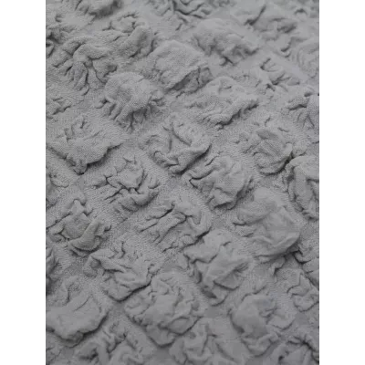 Чехол на прямой трехместный диван и два кресла с оборкой серый