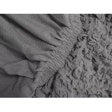 Чехол на прямой трехместный диван и два кресла с оборкой серый