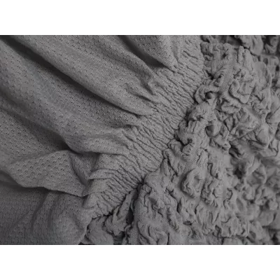 Чехол на прямой трехместный диван и два кресла с оборкой серый