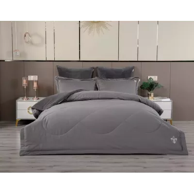 Комплект с одеялом KAZANOV.A Lindor Fluffy графит (египетский хлопок-велюр), евро