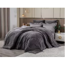 Комплект с одеялом KAZANOV.A Lindor Fluffy графит (египетский хлопок-велюр), евро