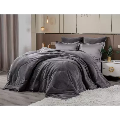 Комплект с одеялом KAZANOV.A Lindor Fluffy графит (египетский хлопок-велюр), евро