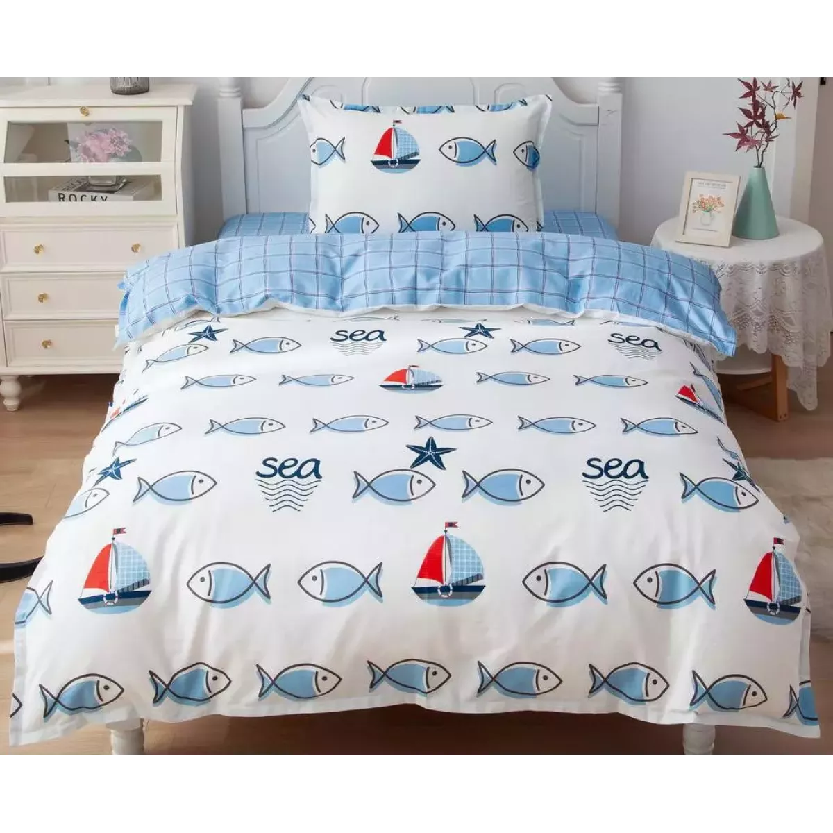 Комплект постельного белья Sofi De Marko “Морские рыбки”, 1.5 спальный