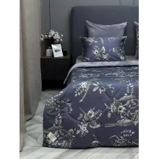 Комплект с одеялами Kazanov.a “Фазан” графит/бежевая платина (египетский хлопок-велюр), семейный