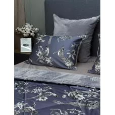 Комплект с одеялами Kazanov.a “Фазан” графит/бежевая платина (египетский хлопок-велюр), семейный