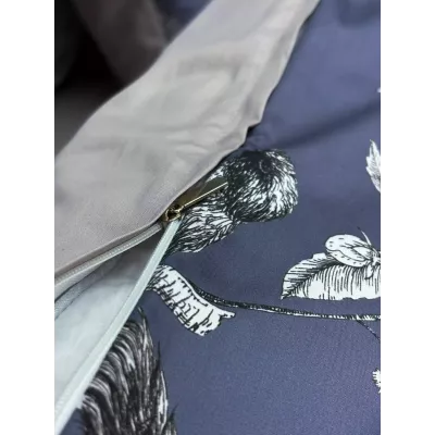 Комплект с одеялами Kazanov.a “Фазан” графит/бежевая платина (египетский хлопок-велюр), семейный