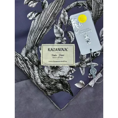 Комплект с одеялами Kazanov.a “Фазан” графит/бежевая платина (египетский хлопок-велюр), семейный