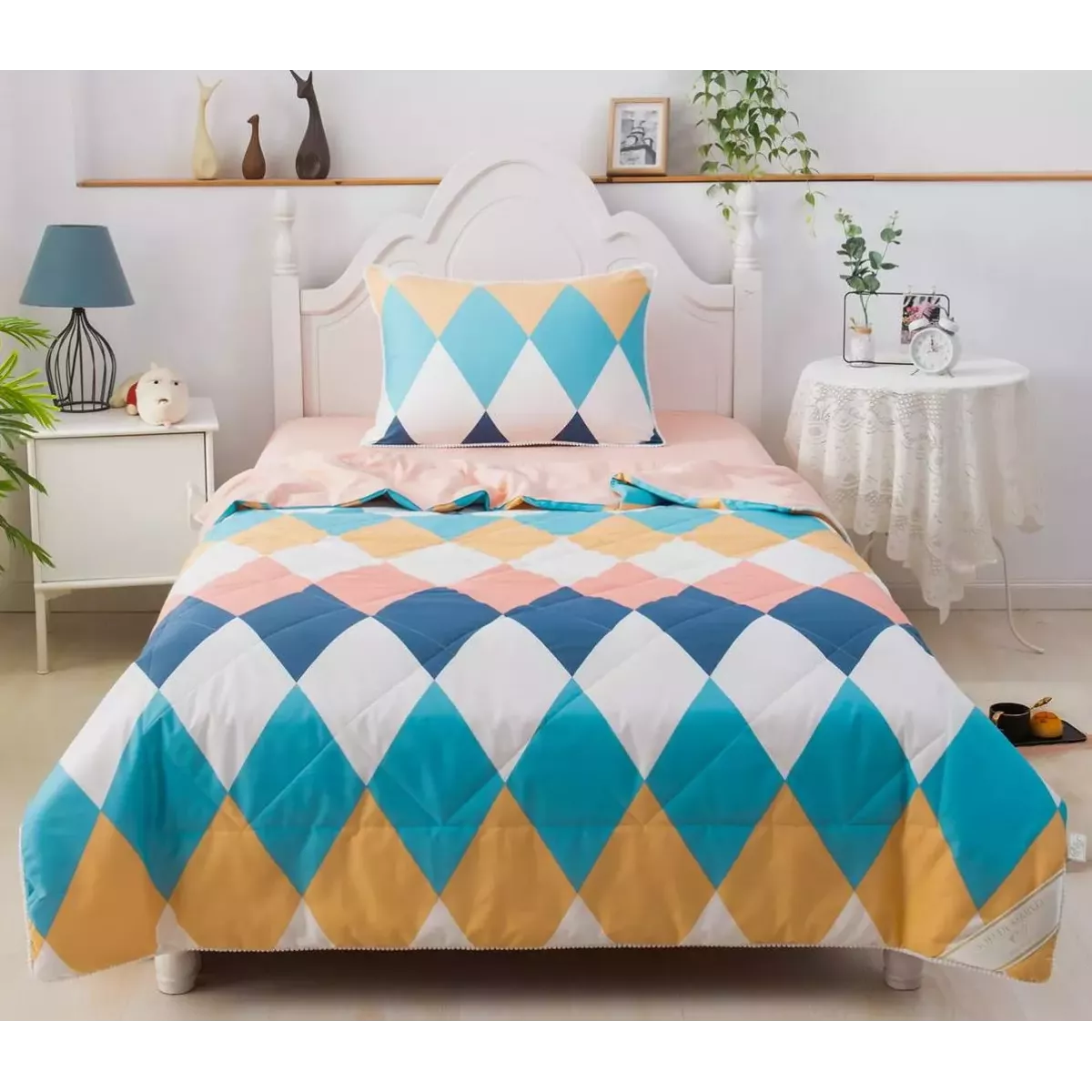 Комплект с одеялом Sofi De Marko "Ромбики" (цветные), 1.5 спальный