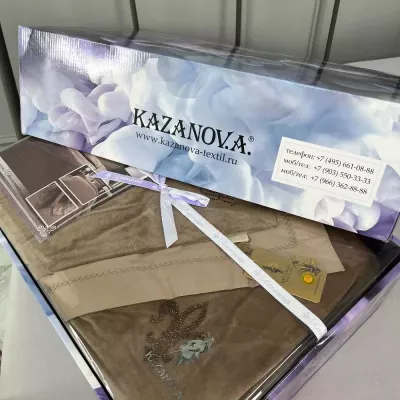 Комплект с одеялом KAZANOV.A Lindor Premium капучино (египетский хлопок-велюр), евро