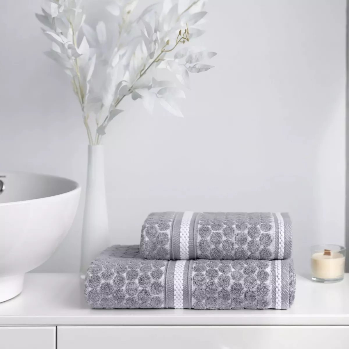Набор полотенец Verossa "Dots tactille" Графит/Белый, 50х90 и 70х140