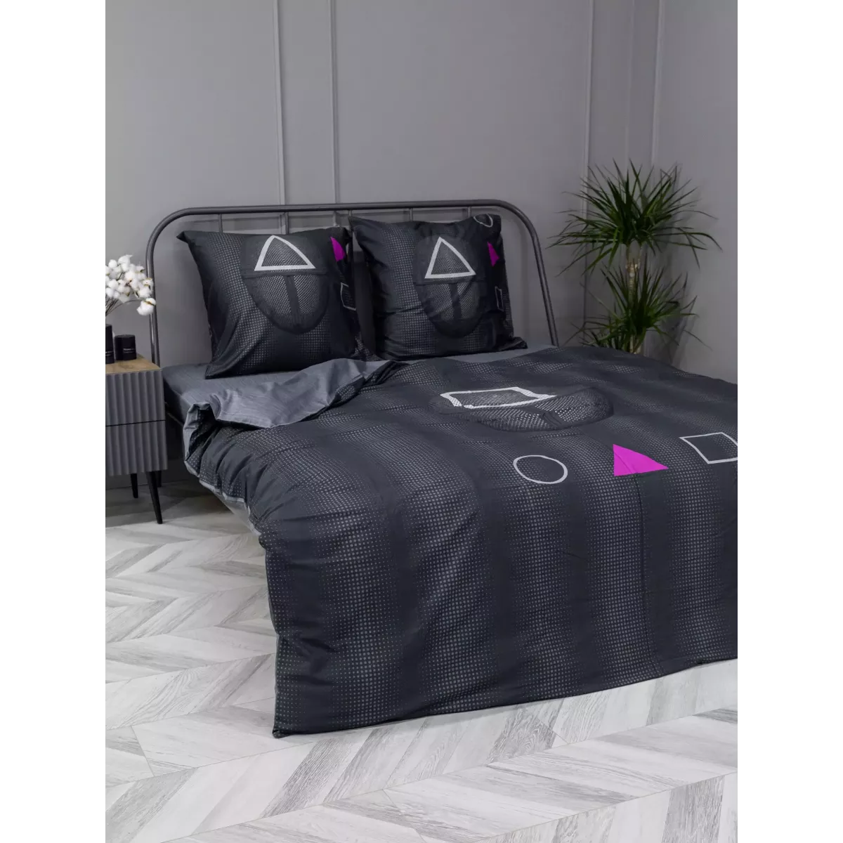 Комплект постельного белья Волшебная ночь Игра в кальмара "Over seer" (сатин), евро