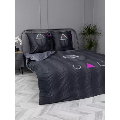 Комплект постельного белья Волшебная ночь Игра в кальмара "Over seer" (сатин), евро