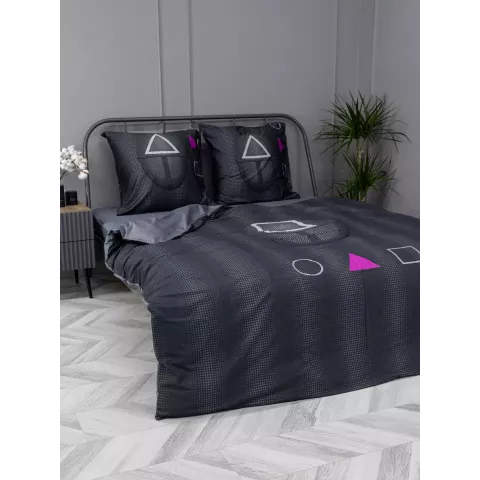 Комплект постельного белья Волшебная ночь Игра в кальмара "Over seer" (сатин), евро