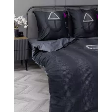 Комплект постельного белья Волшебная ночь Игра в кальмара "Over seer" (сатин), евро