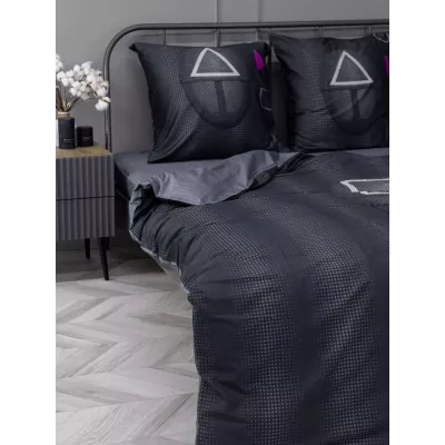 Комплект постельного белья Волшебная ночь Игра в кальмара "Over seer" (сатин), евро