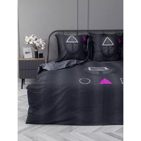 Комплект постельного белья Волшебная ночь Игра в кальмара "Over seer" (сатин), евро