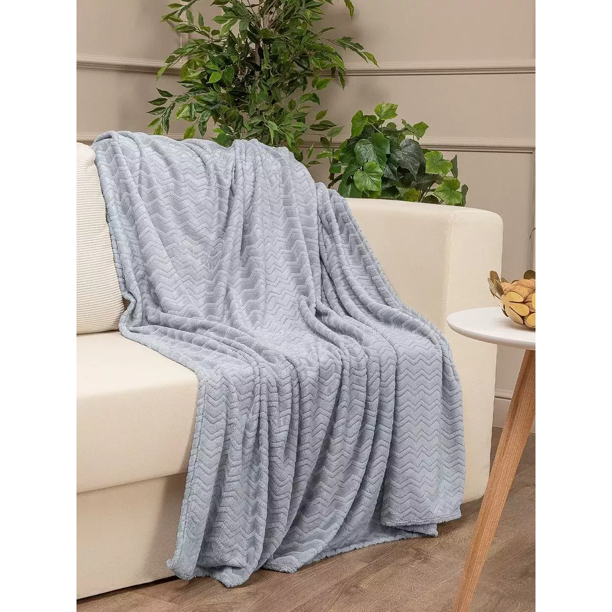 Плед TexRepublic "Зигзаг" серый, 200x220