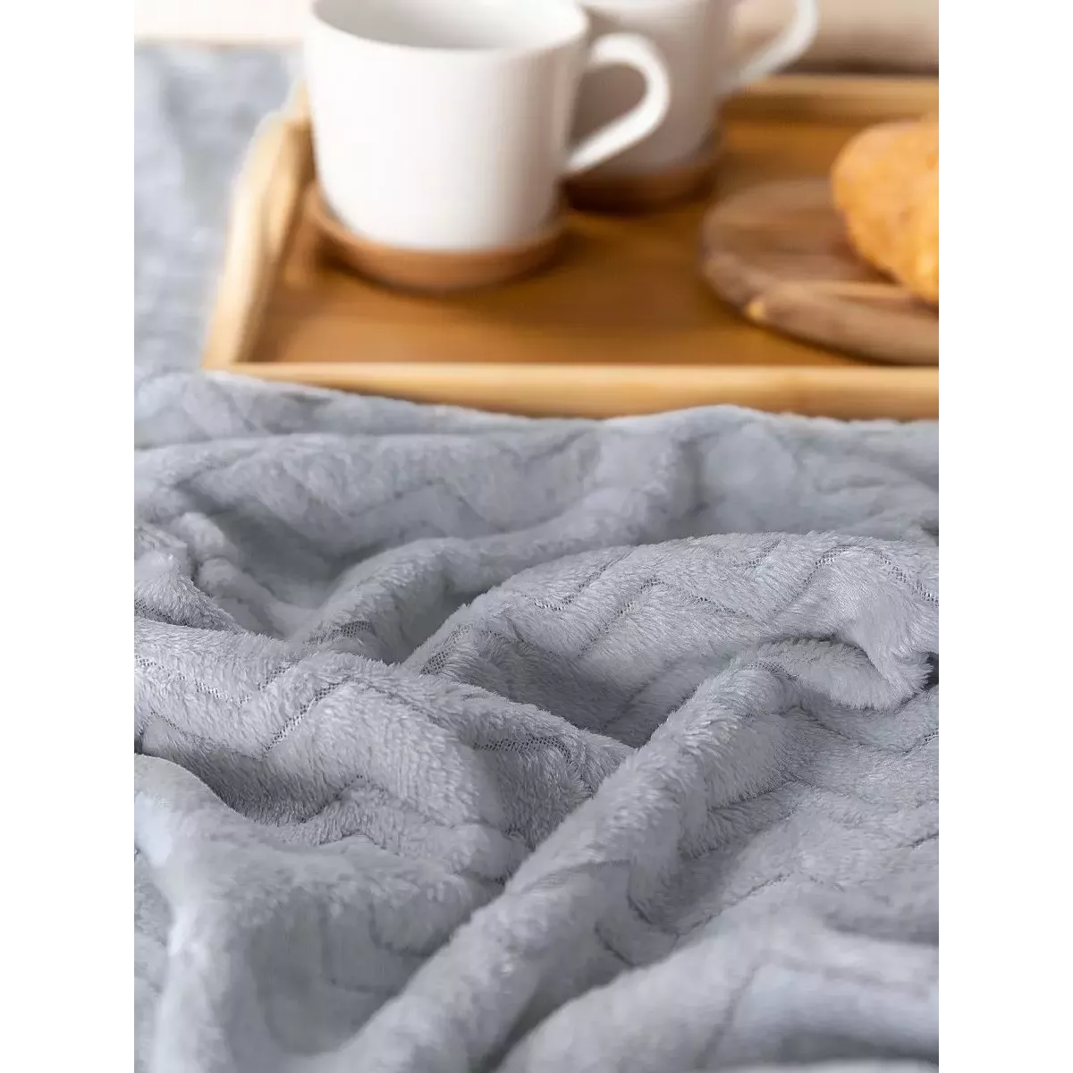 Плед TexRepublic "Зигзаг" серый, 200x220