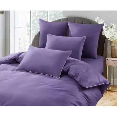 Комплект постельного белья Karteks "Сатин однотонный с кантом" (сиреневый) HK-05, евро