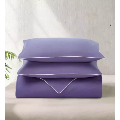 Комплект постельного белья Karteks "Сатин однотонный с кантом" (сиреневый) HK-05, евро
