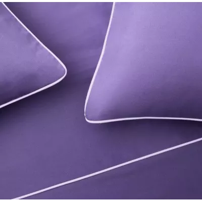 Комплект постельного белья Karteks "Сатин однотонный с кантом" (сиреневый) HK-05, евро