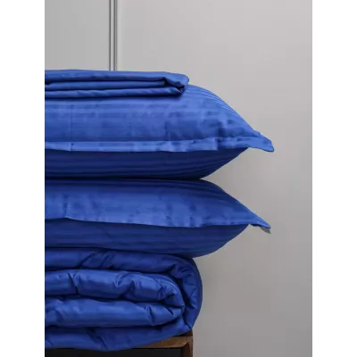 Комплект с одеялом DonCotton "Stripe Sateen" (cиний), евро