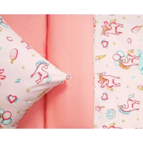 Комплект постельного белья Siberia Home “Единорог” (розовый), 1.5 спальный