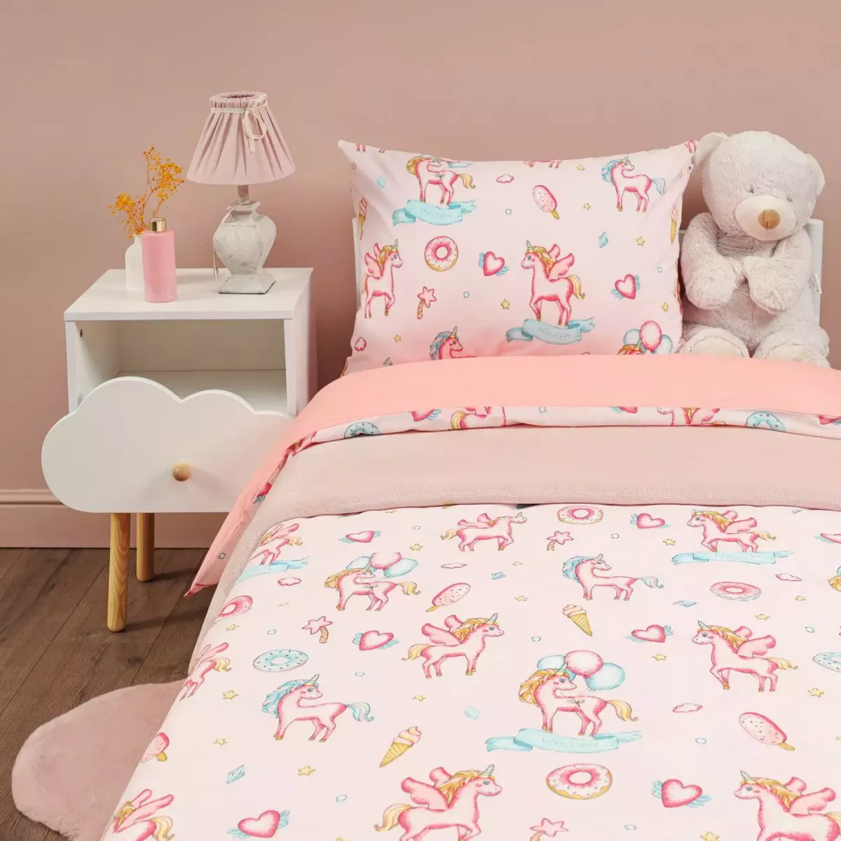 Комплект постельного белья Siberia Home “Единорог” (розовый), 1.5 спальный